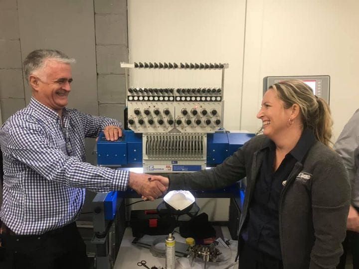 Handover of ALE's first ZSK embroidery machine, 2018