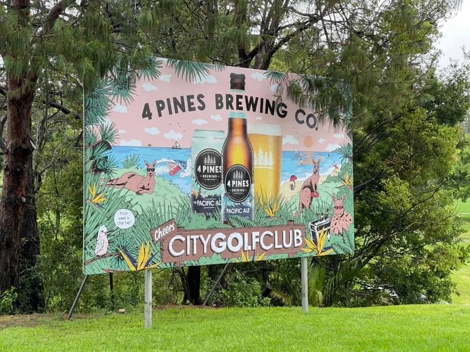4 Pines Brewing and City Golf Club billboard