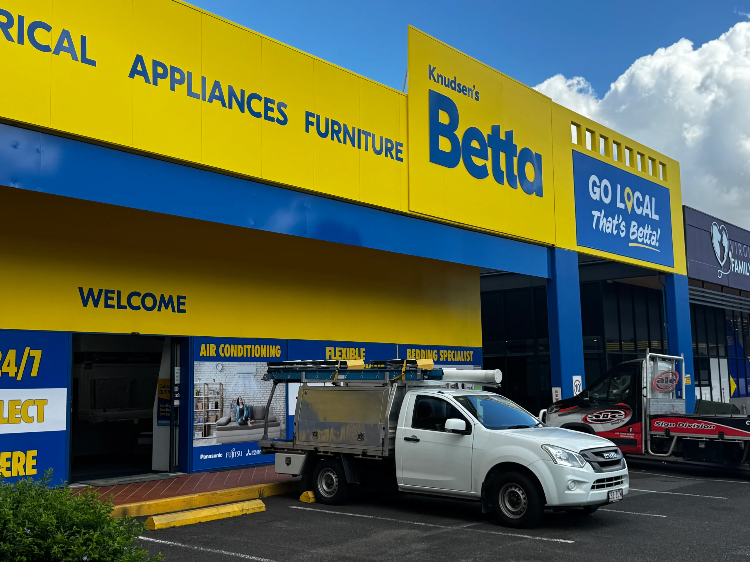 Betta Home Living Virginia QLD shopfront with new fascia and Go Local signage
