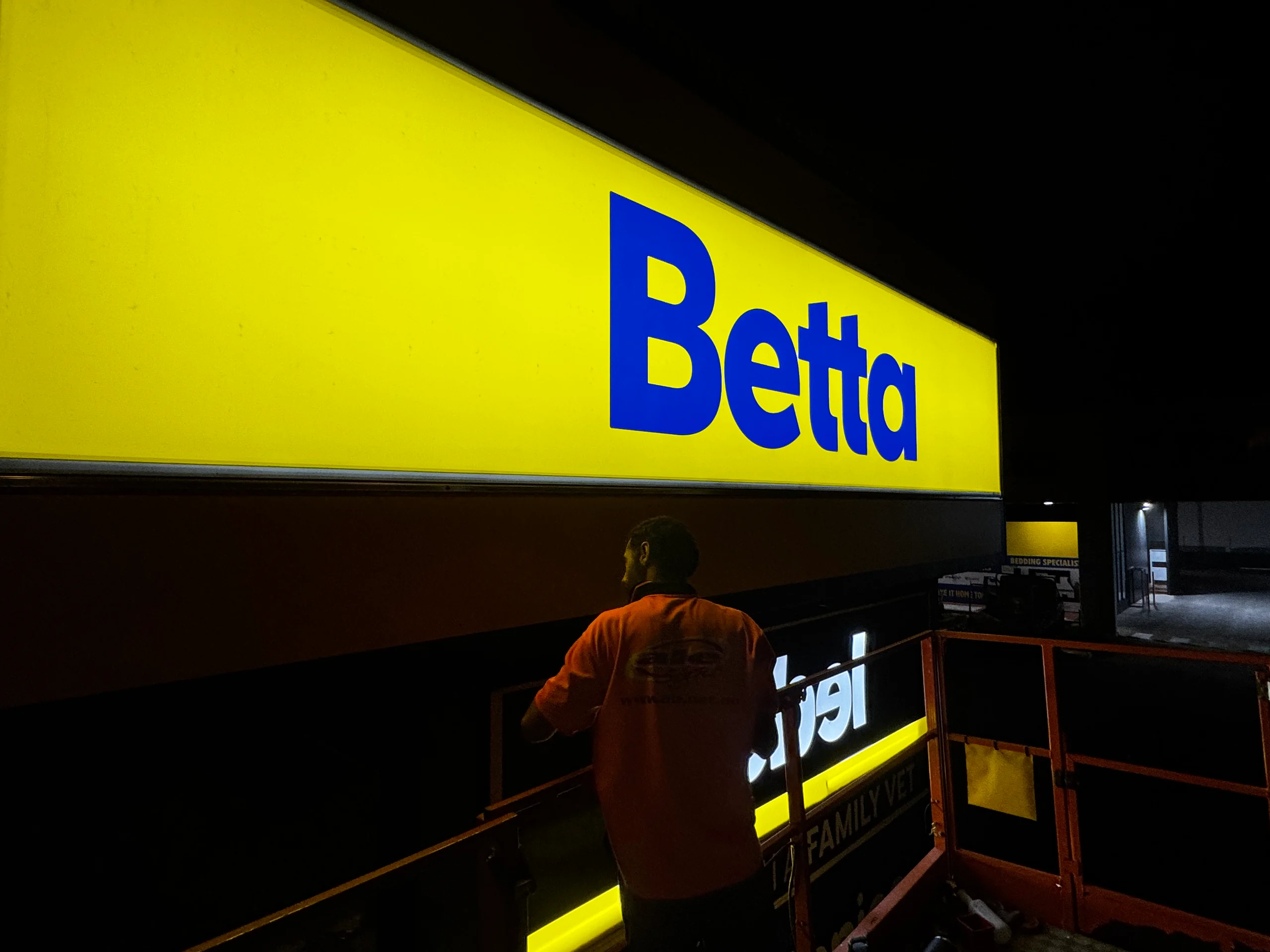 Illuminated Betta lightbox at night, Betta Home Living Virginia QLD