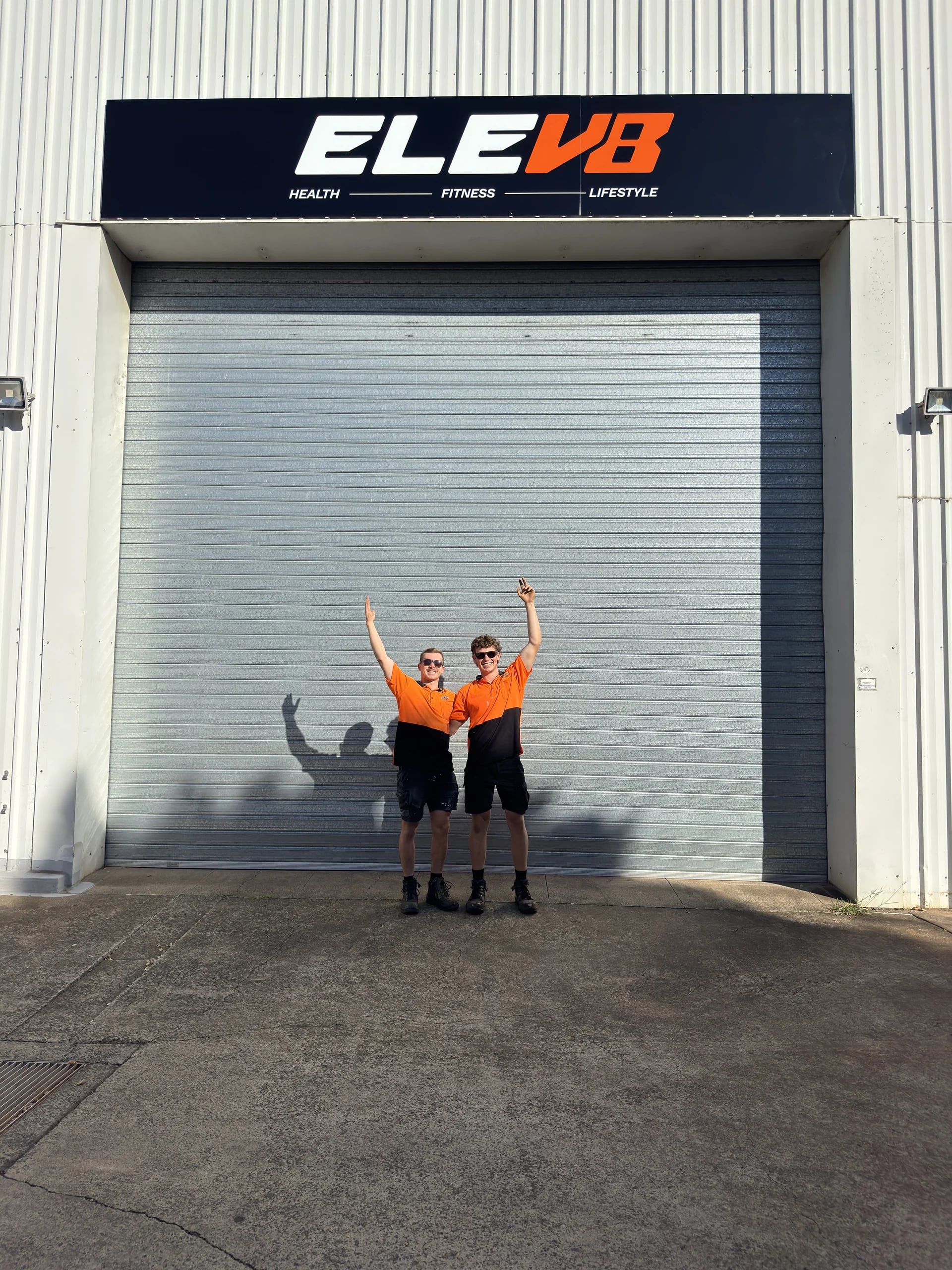 ELEV8 Health & Fitness building sign over the roller door, Toowoomba