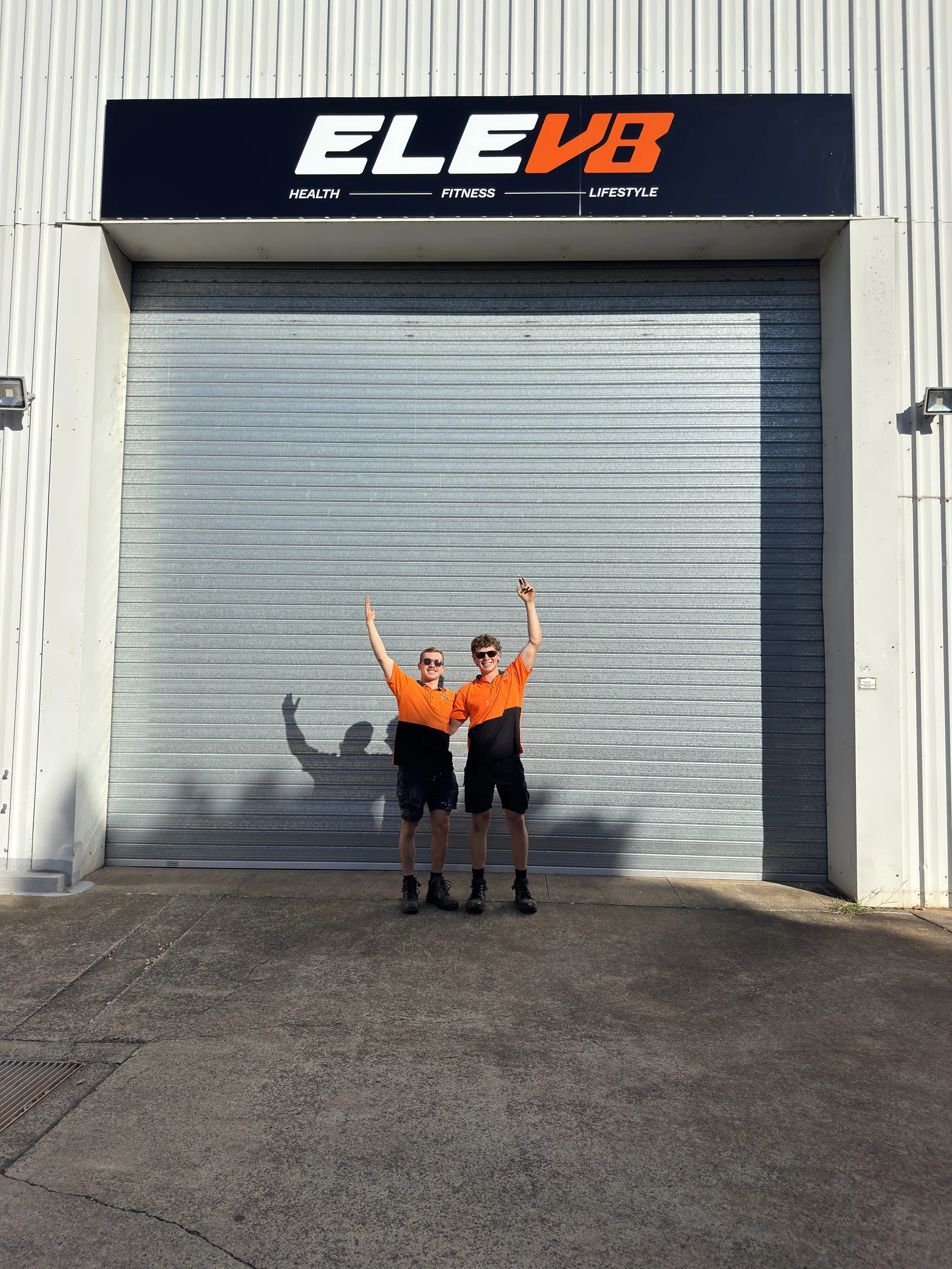 ELEV8 Health & Fitness building sign over the roller door, Toowoomba