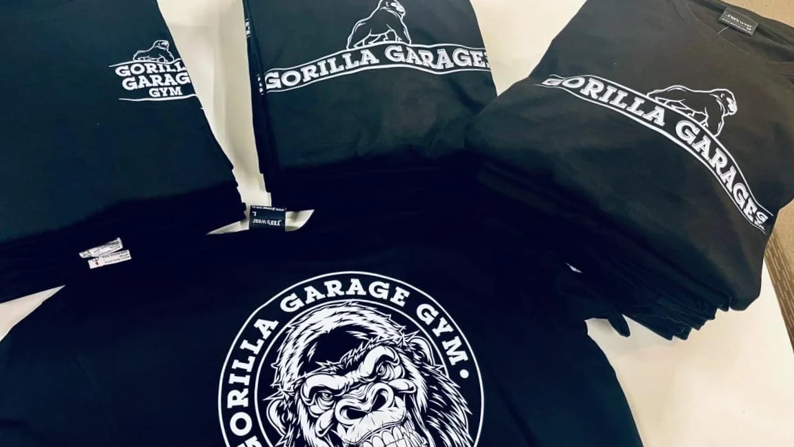 Gorilla Garage Gym printed shirts